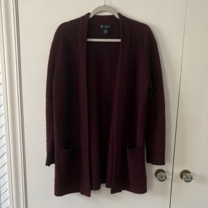Elegant Burgundy Open Front Cardigan